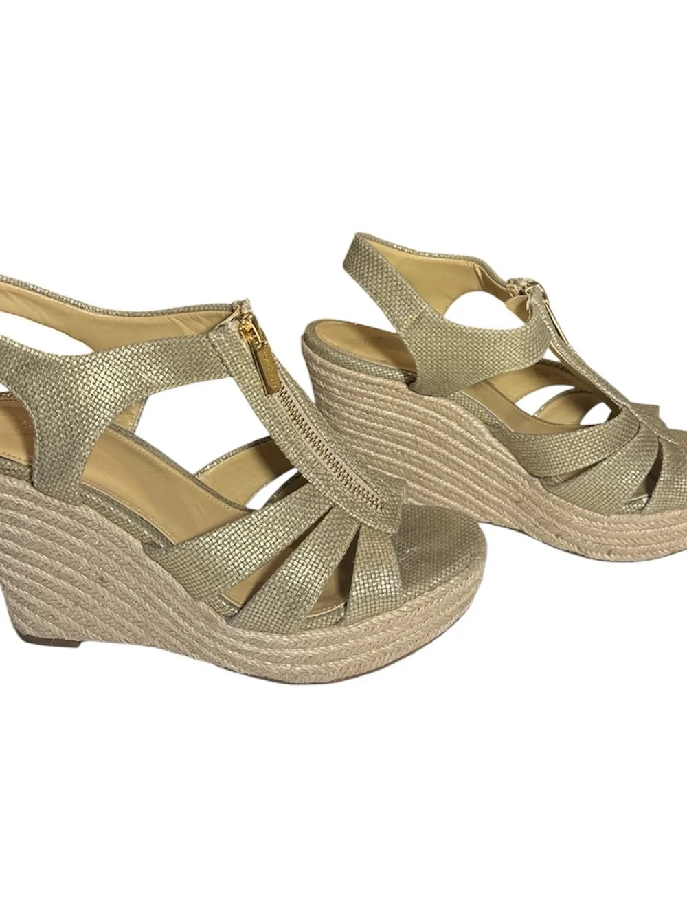 MICHAEL Michael Kors Gold Berkeley Metallic Zip Wedge Sandals